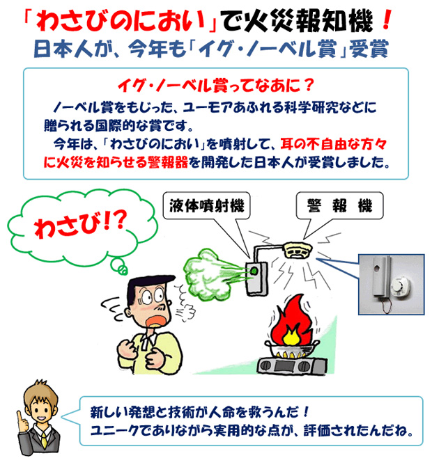 「わさびのにおい」で火災警報！